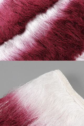 Wine Red Corset Spandex Top &  Tassel Long Skirt Set