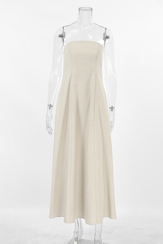 Bare Breeze Strapless Linen Minimal Chic Long Dress  Minimal Chic