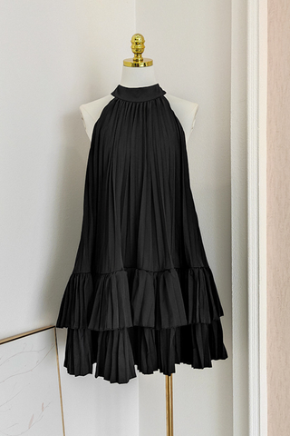Roselyn Pleated Ruffle Halter Mini Dress