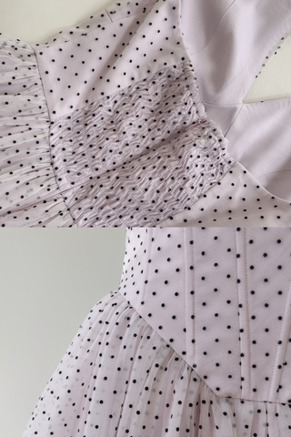 Blush Polka Dot Halter Dress with Tiered Mesh Skirt