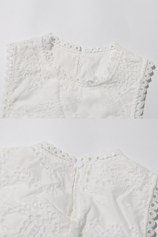 Sky Bloom Embroidered Eyelet Set  Round Neck Crop Top & High-Waist Maxi Skirt