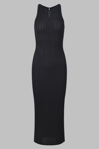 Ribbed Knit Sleeveless Maxi Dress – Bodycon Fit & Back Keyhole Detail