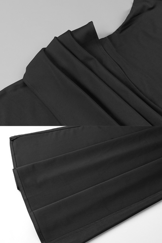 High-Neck Draped Waist with Side Slit  Long Dress