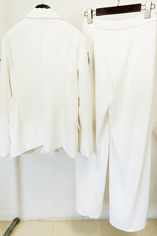 Crystal Embellished One-Button Power Suit