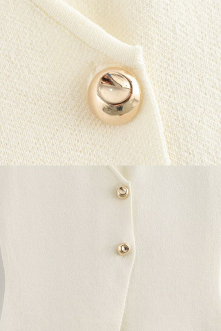 Summer Buttoned Knit Vest & Pleated Long Skirt Set