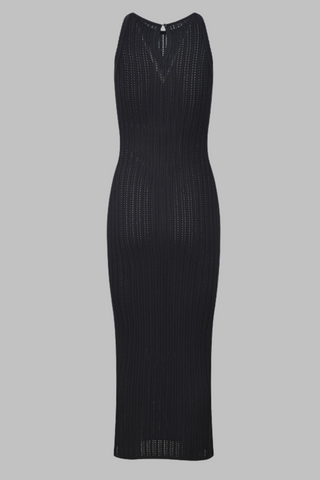 Ribbed Knit Sleeveless Maxi Dress – Bodycon Fit & Back Keyhole Detail