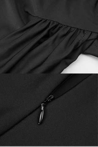 High-Neck Draped Waist with Side Slit  Long Dress