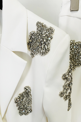 Crystal Embellished One-Button Power Suit
