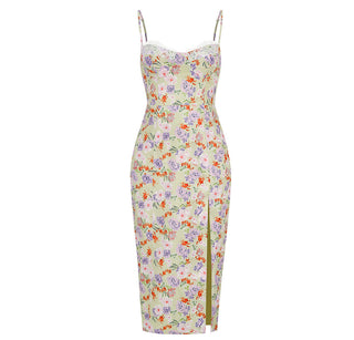 Floral Sleeveless Side Slit Long Dress
