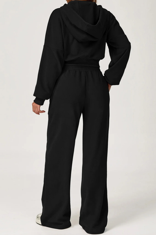 Two-Piece Cropped Hoodie and Wide-Leg Sweatpants Set