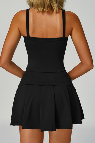 Activewear Sleeveless Square-Neck Top and Skort Set