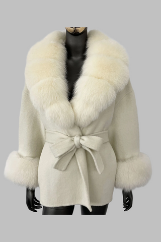 Luxury Double-Faced Wool Coat with Detachable Fur Trim