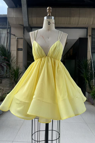 Backless Crisscross V-Neck Flared Mini Dress