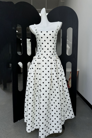 Breeze Polka  Vintage Glam Fit  Flare Long Dress