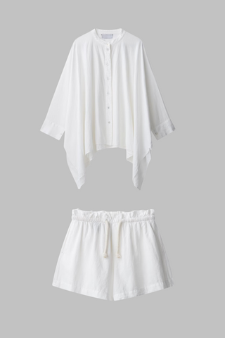 Breeze White Oversized Shirt & Drawstring Shorts Co-ord Set