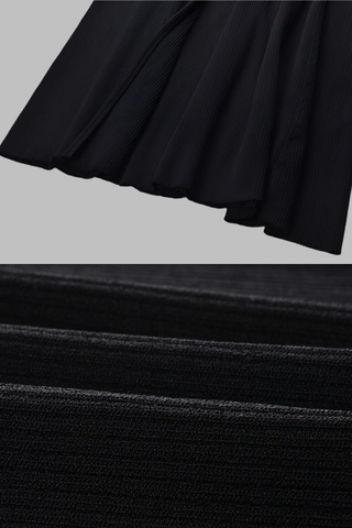 Half-Sleeve Knit Midi Dress with Curved Button Detailing