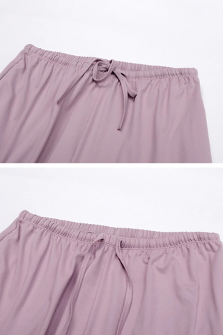 3-Piece Sport Wrap Lounge Set with Long Sleeve Crop Top, Halter Tank, and Wide-Leg Pants