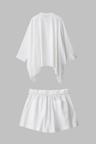Breeze White Oversized Shirt & Drawstring Shorts Co-ord Set