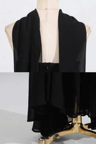 Black Strapless Cape Gown with Floral Pearl Embellishments