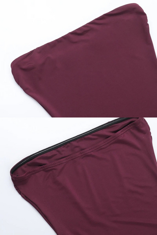 Strapless Long Dress with Fitted Bodice and Flared Skirt.