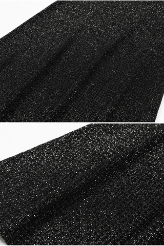 Sleeveless Knit Long Dress with V-Neck and Rhinestone Embellishment