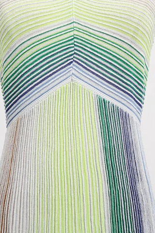 Halter Neck Contrast Stripe Pleated Long Dress