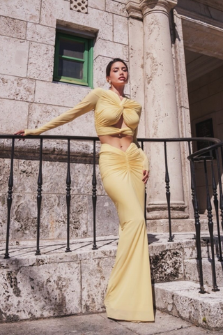 Twist Detail Cut-Out Long Dress