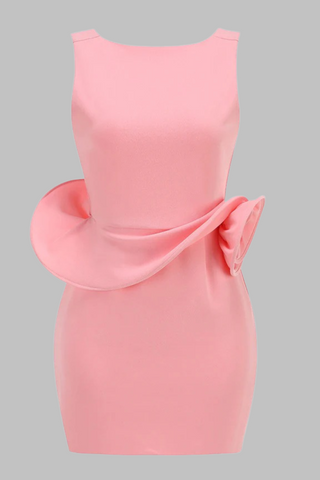 Sleeveless Backless Sculpted Flower Detail Mini Dress