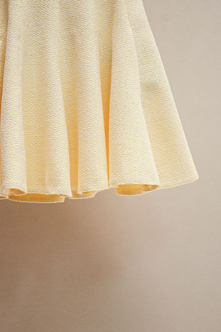 Asymmetric Strapless Yellow Pleated Built-In Neck Scarf Long Dress