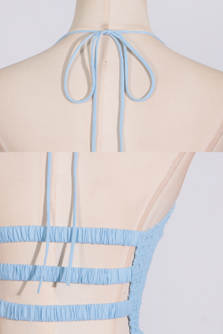 Backless Embroidered Flower Long Dress With Hollow Lace Details