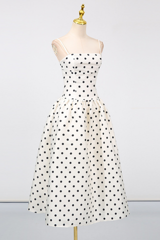 Polka Dot Corset Long Dress with Adjustable Straps
