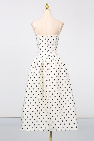 Polka Dot Corset Long Dress with Adjustable Straps