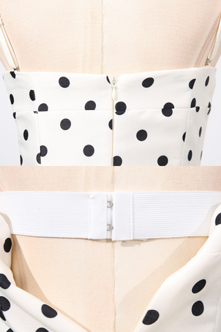 Polka Dot Corset Long Dress with Adjustable Straps