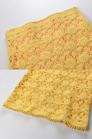 Sunshine Bloom Crochet Lace Camisole & A-Line Midi Skirt Set