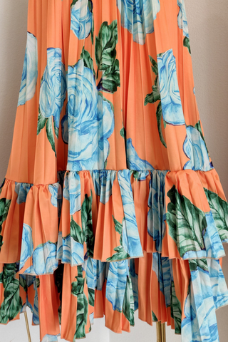 Roselyn Pleated Ruffle Halter Mini Dress