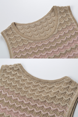 Zigzag Knit Sleeveless Midi Dress