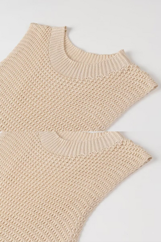 Solid Tassel Layered Knit Mini Dress – Sleeveless Round Neck Boho Chic