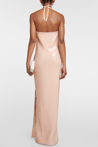 Bloom Sequin Halter neck backless long dress