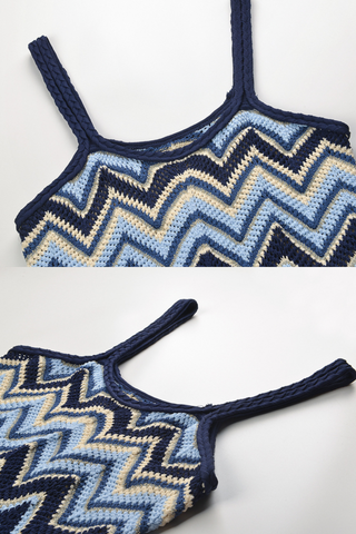 Chevron knit Wide Pants & Sleeveless Top Set