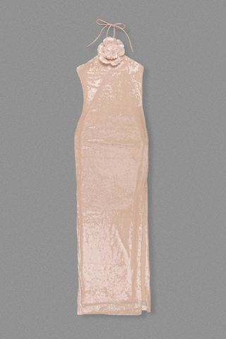 Bloom Sequin Halter neck backless long dress