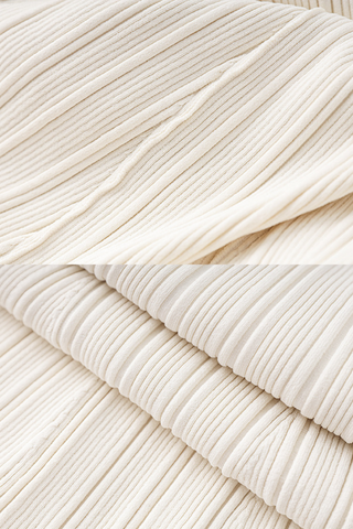 Pearl Button Elegant Long Sleeve Ribbed Knit Long Dress