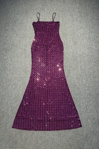 Sleeveless Sparkle Mesh Rhinestone Long Dress