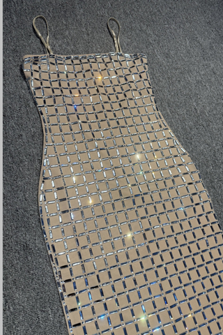 Sleeveless Sparkle Mesh Rhinestone Long Dress