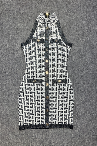 Halter Neck Sleeveless Bandage Mini Dress