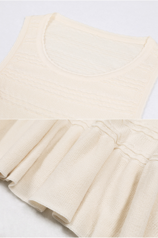 Ruffle Knit Lace Slim Fit  Sleeveless Long Dress