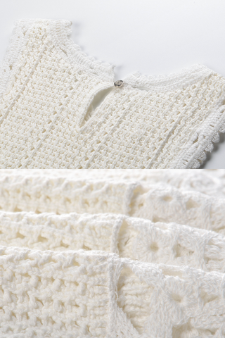 Ivory Crochet Lace Hem Sleeveless Top & High-Waist Shorts Set