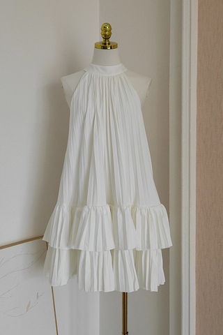 Roselyn Pleated Ruffle Halter Mini Dress