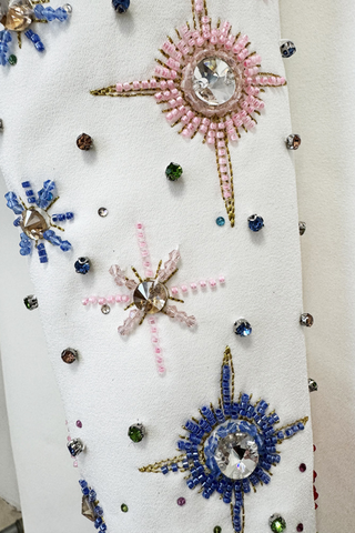 Spark Embellished Long Sleeve Crop Top & High-Slit Maxi Skirt Set