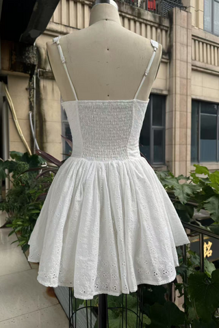 Bloom Lace Mini Dress – V-Neck Corset Bodice with Flowy Skirt