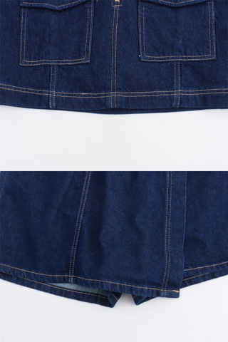 Short Sleeve Denim Top & Asymmetric Skort Set